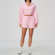 Oversized Pink Crop Top and Shorts Set in Soft Cotton Blend - Image 5