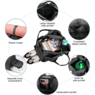 Gym Duffel Bag with Ventilated Side Shoe Compartment - Image 3