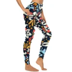 HurryLazy Folk Art Floral Print Leggings with a High Waist
