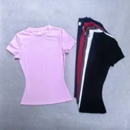 Snug Round-Neck Crop Tee in Quick-Dry Stretch Knit - Image 2
