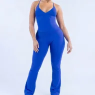 Crisscross Halter Top and High-Waist Flare Pants Yoga Set - Image 5